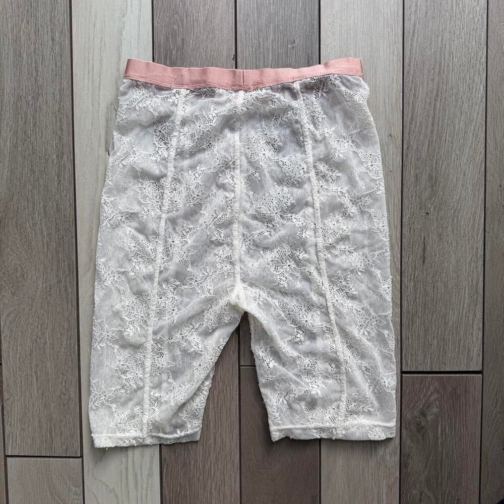 Free People Lucy Lace Bike Shorts White Pink Trim XS - Picture 4 of 4